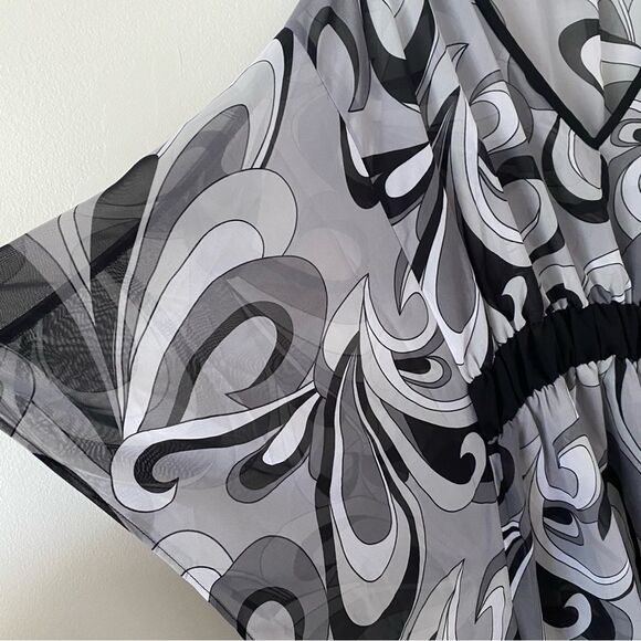 NWT Merona Sheer Short Caftan Swim Coverup Patterned Gray Size 20w/22w - Picture 5 of 10